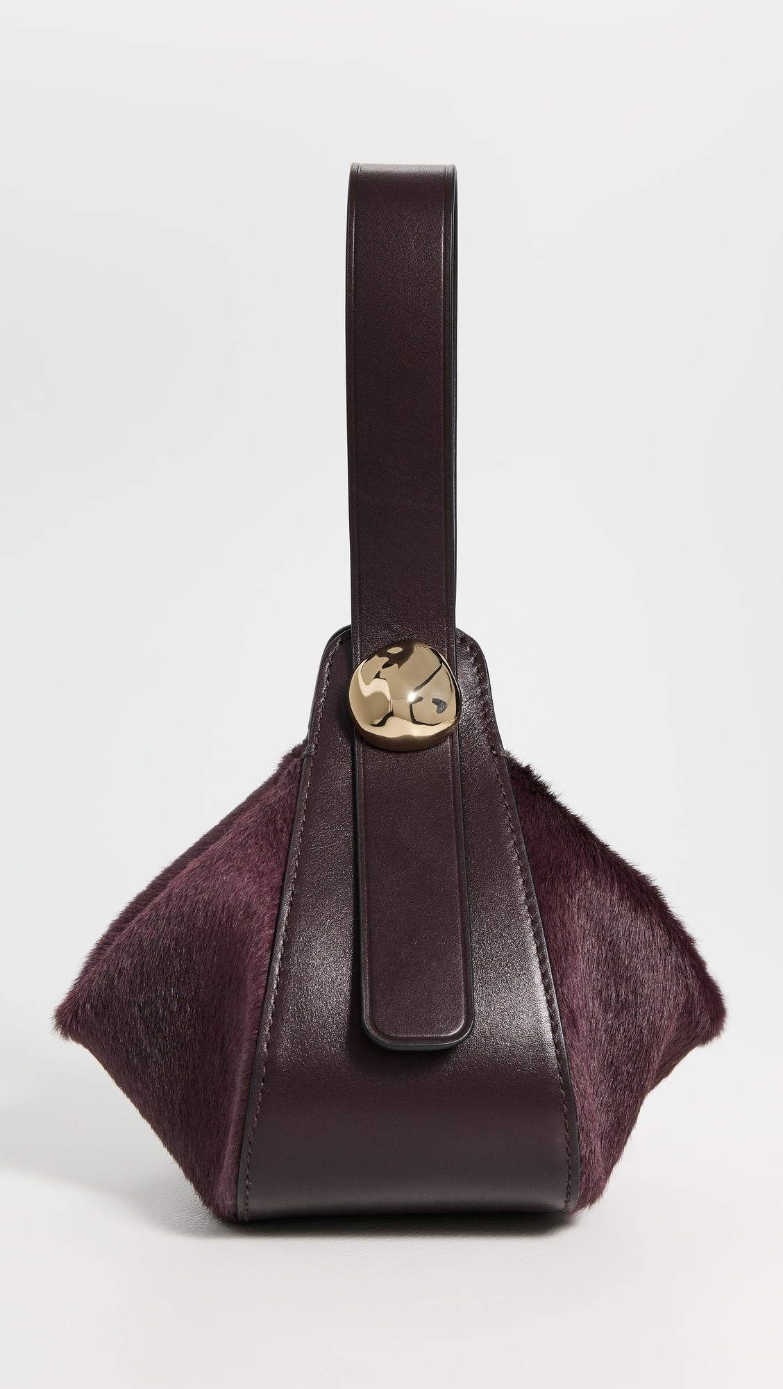 The Sculpted Metal Wristlet Bag In Haircalf | Shopbop