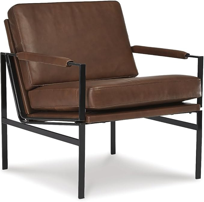 Signature Design by Ashley Puckman Mid-Century Modern Leather Accent Chair, Brown | Amazon (US)
