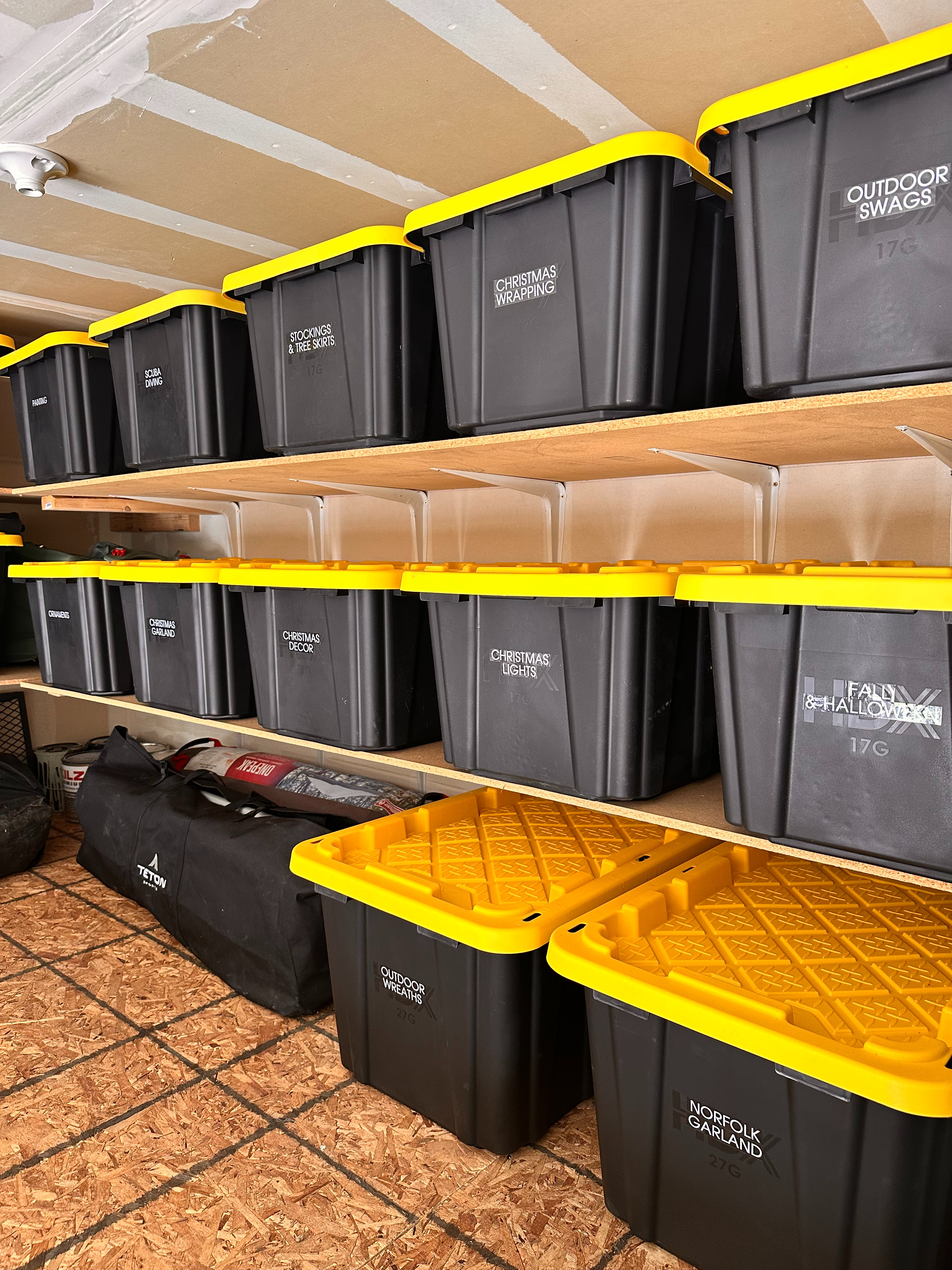 Organized garage must-haves:
✔️ Sturdy shelving
✔️ Lidded bins
✔️ Open bins
✔️ Hose wraps
✔️ Labels 

 #garageorganization #ltkhome #organizesimply #LTKU #LTKFamily