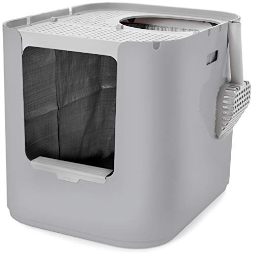 Modkat XL Litter Box - Extra Large Cat Litter Box with Top & Front-Entry Reusable Liners - Tall Base Keeps Mess Inside - Easy to Clean Gray | Amazon (US)