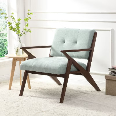PAGED Mid-Century Modern Accent Chair with Plush Cushions Living Room Chairs with Angled Arm Design, Accent Chairs for Living Room, Green | Target