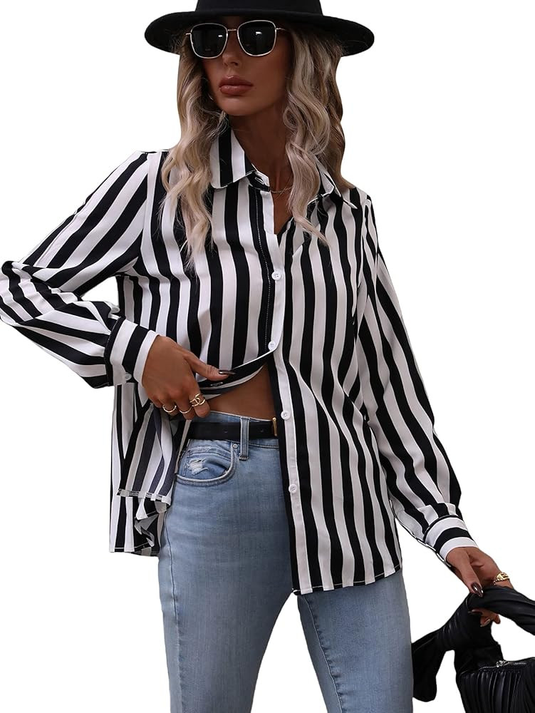 Black Stripe Long Sleeve Shirt  | Amazon (US)