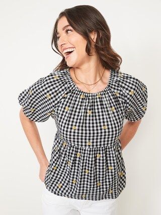 Patterned Puff-Sleeve Swing Top for Women | Old Navy (US)
