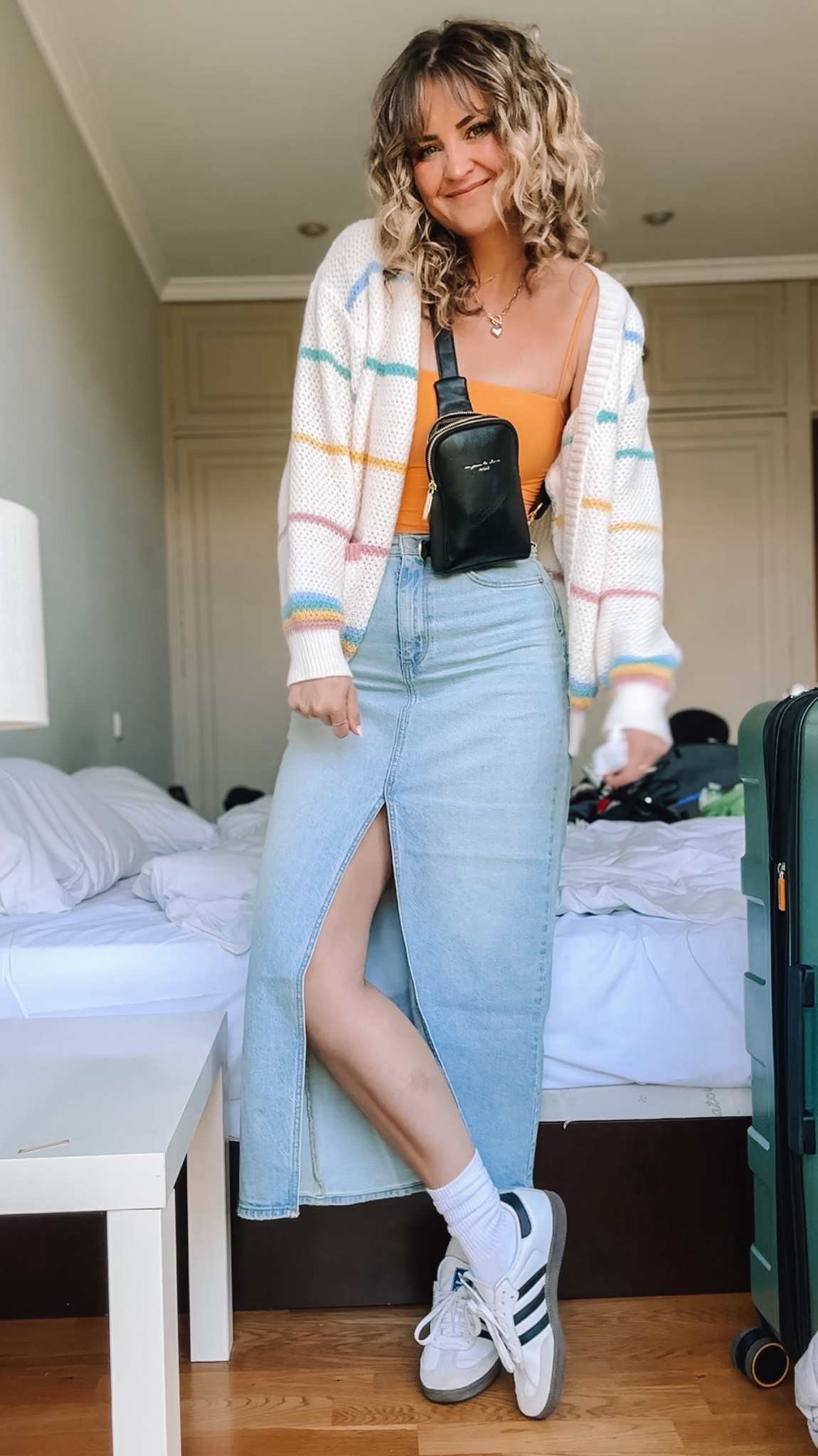 Summer outfit headed for Valencia! Sizing👇🏻👇🏻
Tank: m
Sweater: m
Denim split Skirt: m
Shoes: 5.5 m/6.5w (size down a half size)

#LTKTravel #LTKFindsUnder50 #LTKStyleTip