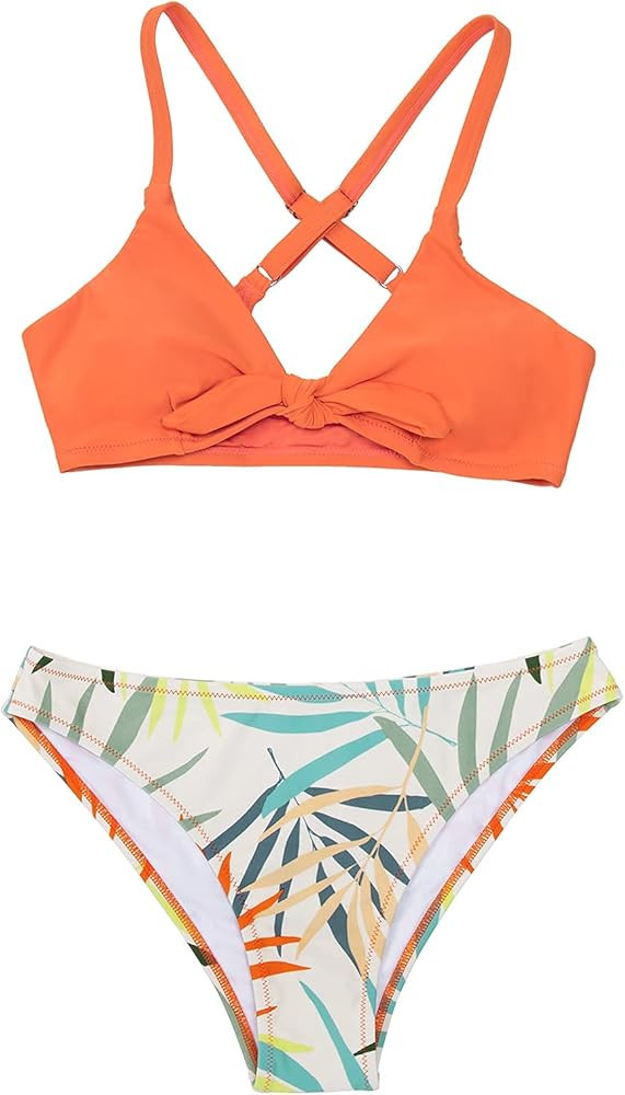 CUPSHE Women's Floral Print Knot Adjustable Bikini Sets Two Piece Bathing Suit | Amazon (US)