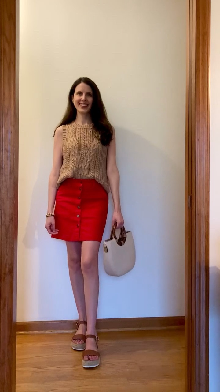 Pop of red! Ready for 4th of July ❤️🇺🇸

•summer outfit
•4th of July outfit 
•summer skirt
•summer sweater 

#LTKunder50 #LTKSeasonal #LTKFind