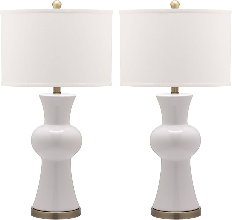 SAFAVIEH Lighting Collection Lola Modern Column White Ceramic 30-inch Bedroom Living Room Home Of... | Amazon (US)