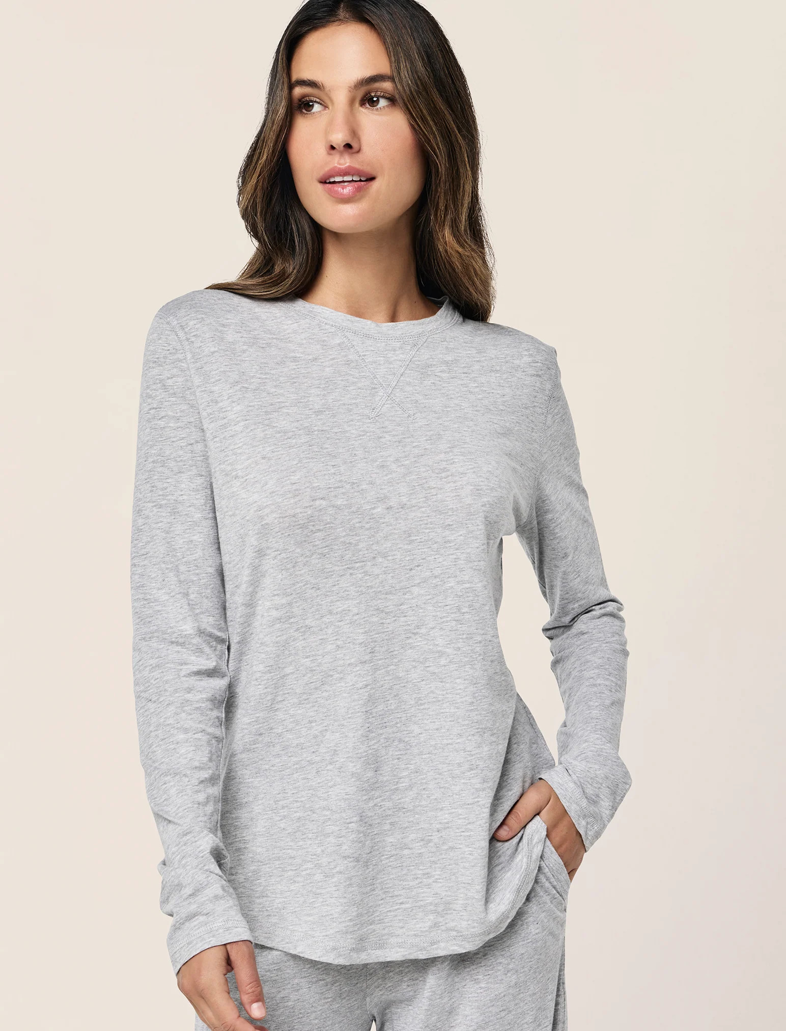 Jada Organic Cotton Knit Long Sleeve Tee | Papinelle Sleepwear US