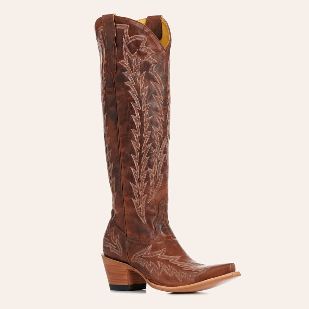 JRC & Sons Women's McClain Zipper Cognac Snip Toe Tall Cowboy Boots | Cavender's