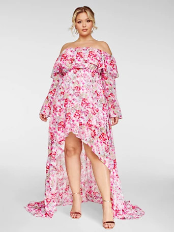 Aurelie Floral Print Hi-Low Dress - Fashion To Figure | Fashion To Figure