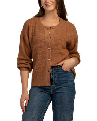Baby Cable Knit Puff Sleeve Cardigan | TJ Maxx
