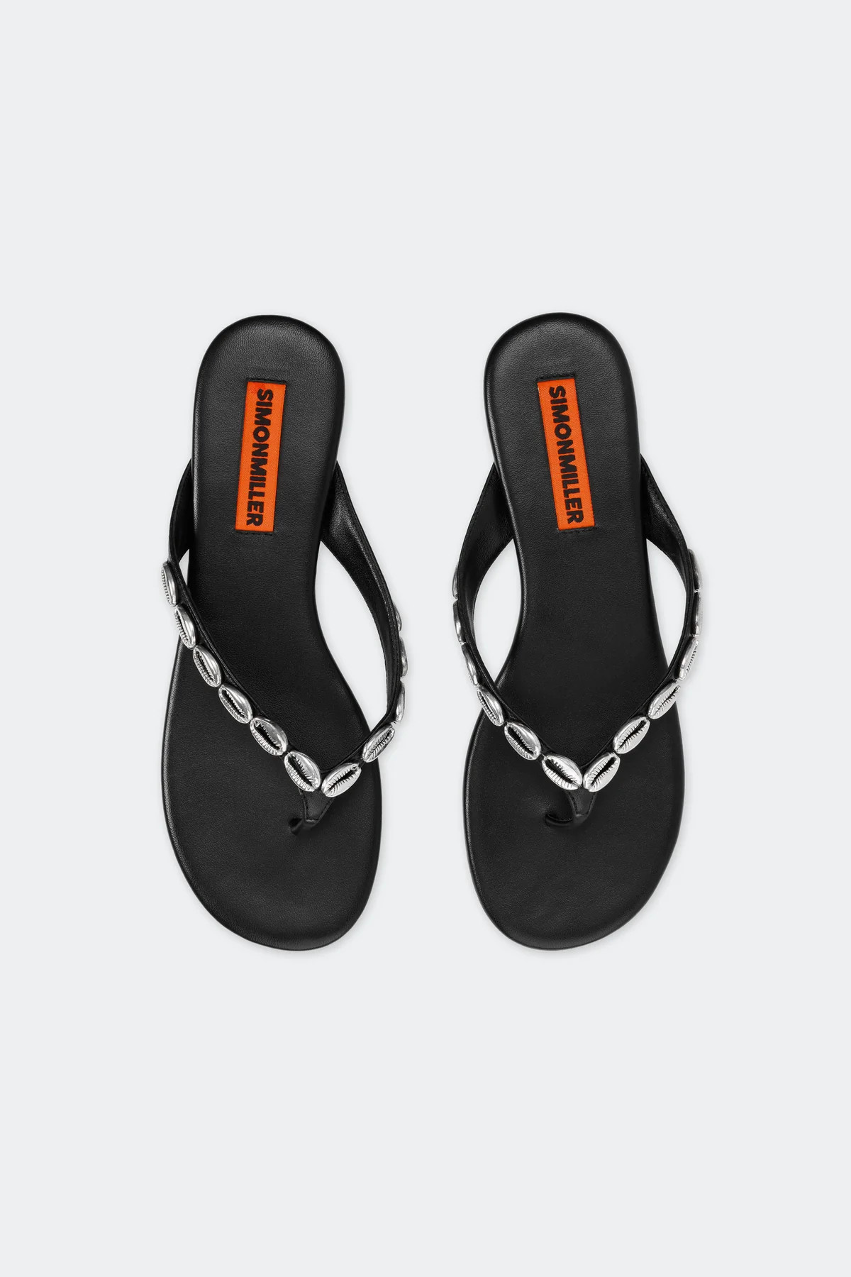 Riviera Thong Sandal in Black/Silver | Simon Miller