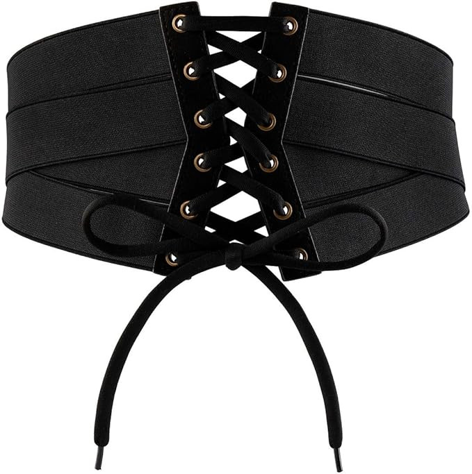 Ayliss Womens Elastic Wide Band Wrap Cinch Retro High Waist Lace-Up Tie PU Leather Corset Cinch B... | Amazon (US)