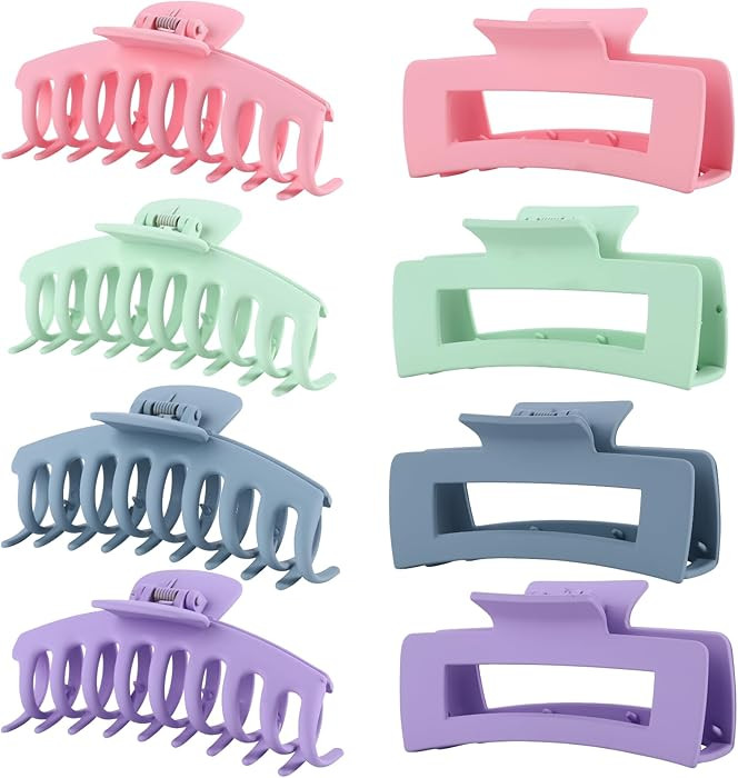 LuSeren Colorful Hair Claw Clips for Girls \u2013 4.3 Inch Cute Matte Claw Clips in Pastel Green,... | Amazon (US)