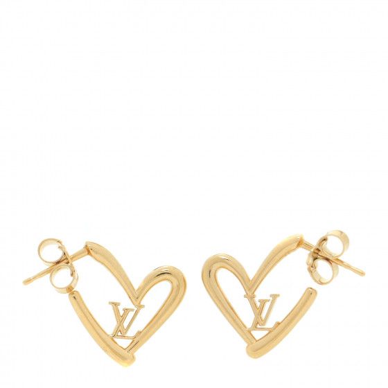 LOUIS VUITTON Fall In Love Heart Earrings PM Gold | Fashionphile