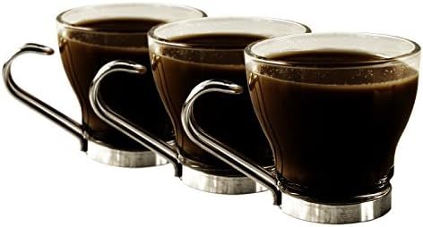 Bormioli Rocco Oslo Glass 3.5 Ounce Espresso Mug with Stainless Steel Handle, Set of 6 | Amazon (US)