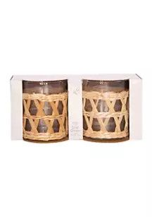 Set of 2 Rattan Double Old Fashioned 12 Ounce Glasses | Belk
