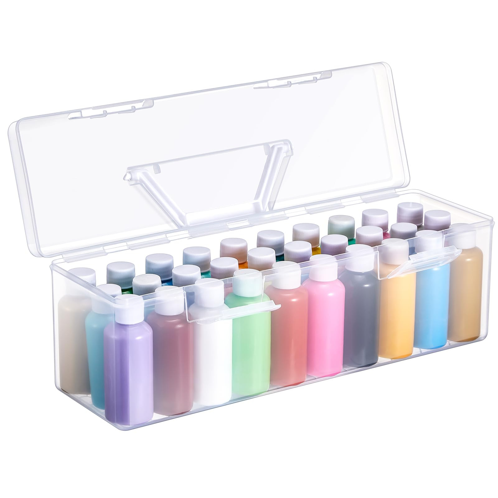 1 Pcs Paint Storage Box for 2 Fl. oz Acrylic Paints, Acrylic Portable Craft art Organizer with Ha... | Amazon (US)