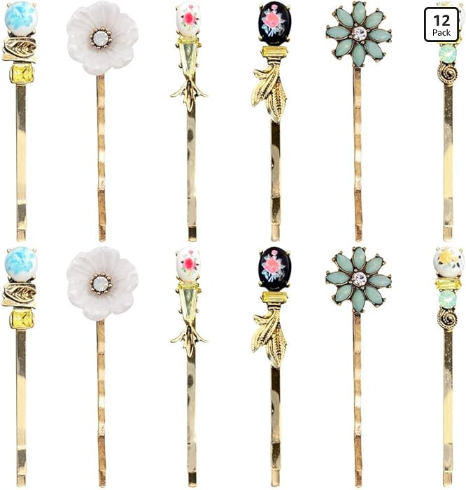 Umibow 12 Pcs Vintage Hair Pins Decorative Retro Hairpins for Women Ladies Elegant Metal Bobby Pi... | Amazon (US)