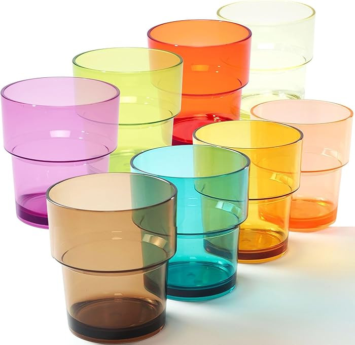 14 oz Plastic Stackable Drinking Tumblers, BPA-Free, Dishwasher Safe, Durable Shatterproof Reusab... | Amazon (US)