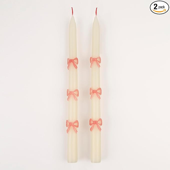 Meri Meri Pink Bow Taper Candles (Pack of 2) | Amazon (US)