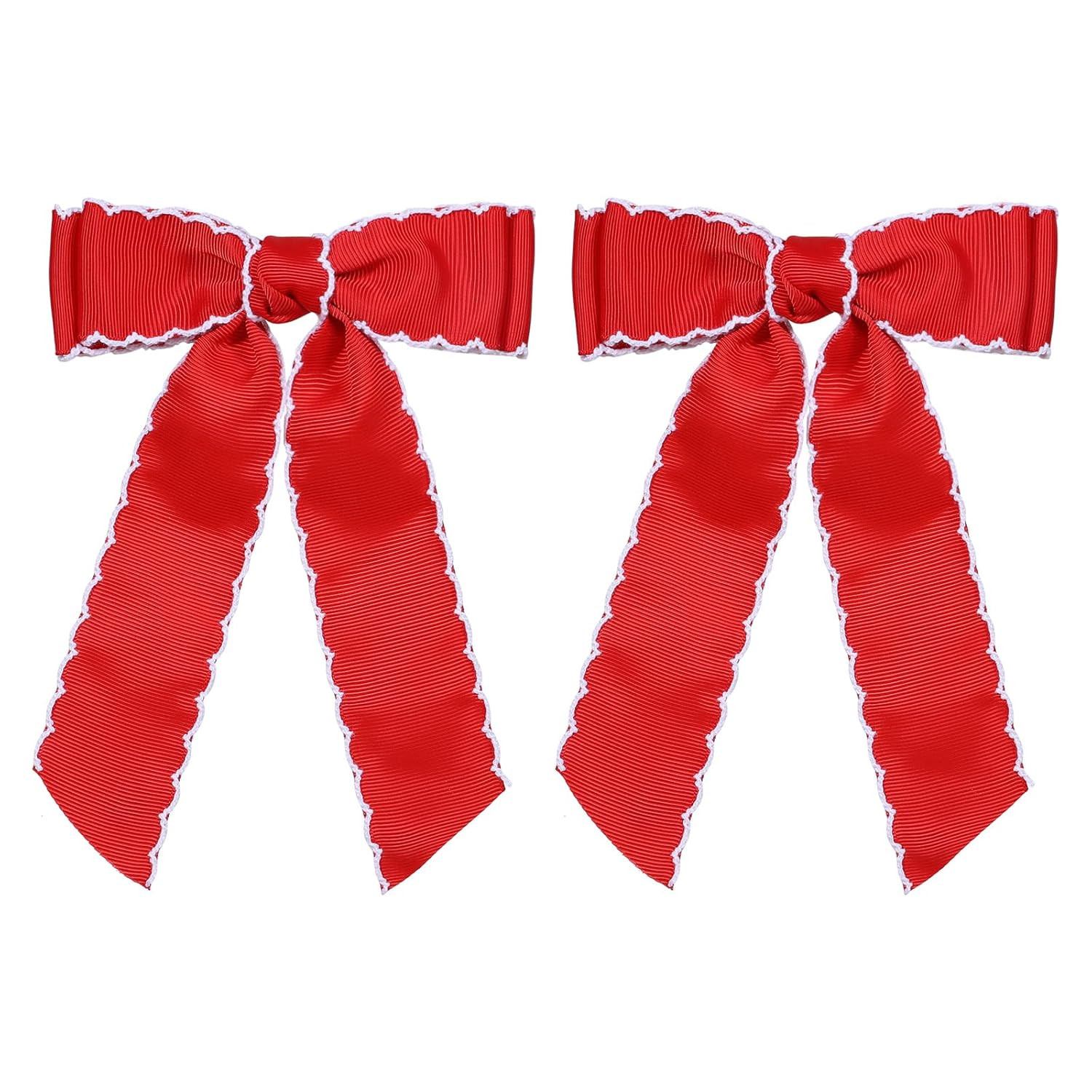 5 Inch Hair Bow Clips Edged Grosgrain Ribbon Hairpins Handmade Hair Accessories with Alligator Cl... | Amazon (US)