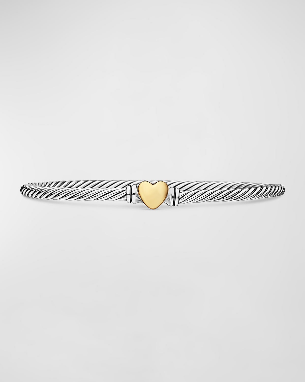 3mm Cable Heart Bracelet in Silver and 18K Yellow Gold | Neiman Marcus