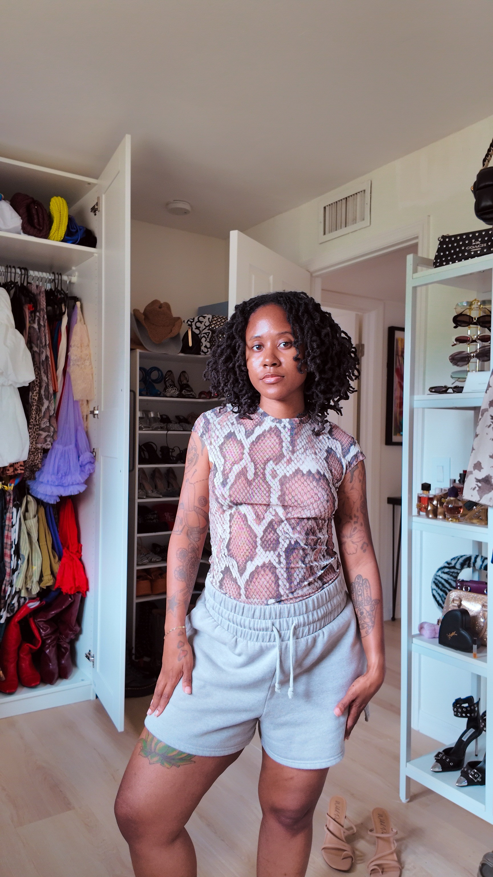 #sponsored sheer snake print top size small from @shop.afrm 

