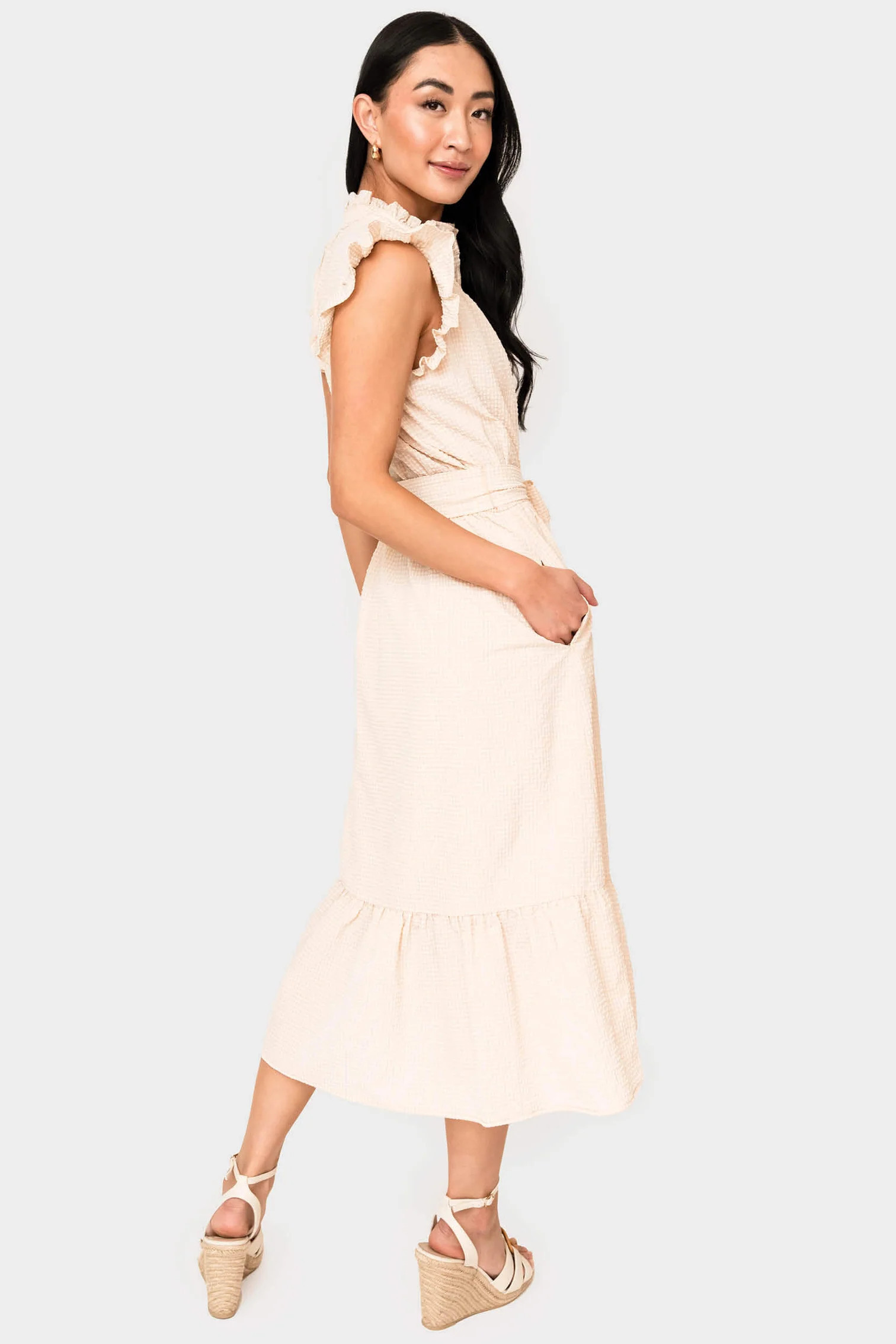 Textured Smocked Midi Dress | Gibsonlook