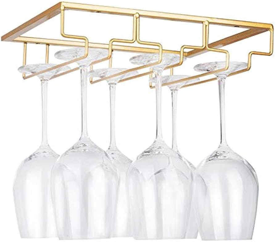 FOMANSH Wine Glass Rack - Under Cabinet Stemware Wine Glass Holder Glasses Storage Hanger Metal O... | Amazon (US)