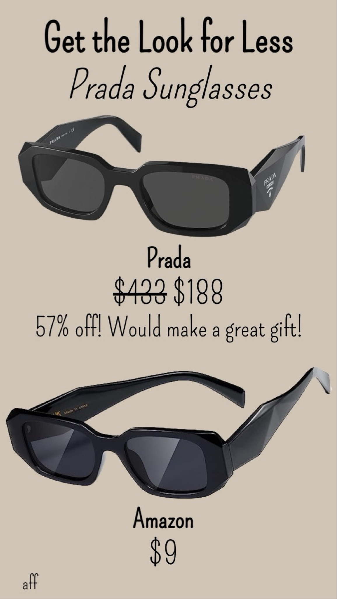 Prada Sunglasses dupe! These Amazon sunglasses are so similar if you want to get the look for less. The Prada version is on sale for under $200 right now, too! Such a fun gift idea.
…………….
amazon fashion finds, prada sunglasses dupe, prada sunglasses doop, designer sunglasses, sunglasses on amazon, amazon sunglasses, amazon finds, prada sunglasses rectangle, christmas gift for her christmas gift idea for her, christmas gift idea for fashionista, fashion gift idea, gift under $200, gift idea under $10

#LTKGiftGuide #LTKstyletip #LTKsalealert