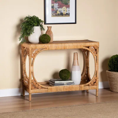Hart Console Table Made of Light Honey Rattan in a Bohemian Style | Wayfair North America