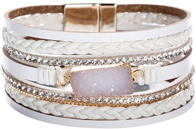 Vercret Leather Wrap Bracelet for Women - Multi-Layer Bracelets for Girl, Ideal Gift Bracelet for... | Amazon (US)