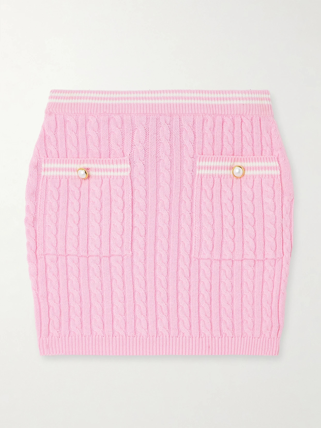 Alessandra Rich - Cable-knit Cotton Mini Skirt - Pink | NET-A-PORTER (US)