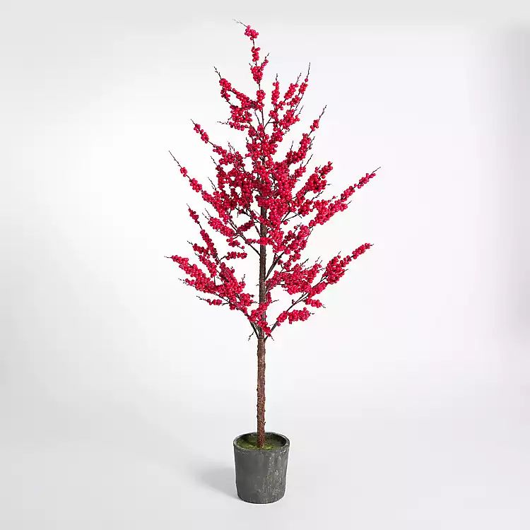 New! Red Berry Potted Christmas Tree, 66 in. | Kirkland's Home