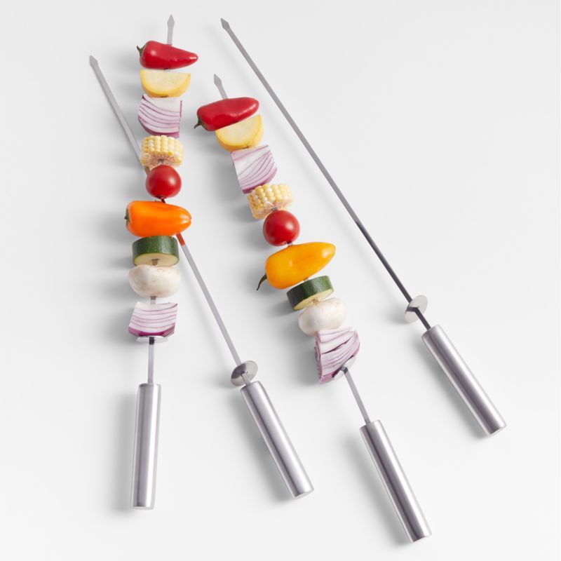 Stainless Steel Sliding Skewers with Hollow Handle, Set of 4 + Reviews | Crate & Barrel | Crate & Barrel