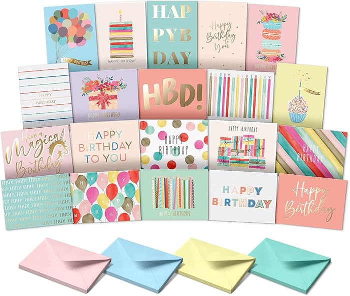 Sweetzer & Orange Happy Birthday Cards with Envelopes & Assortment Box. Variety Set of 20 Assorte... | Amazon (US)