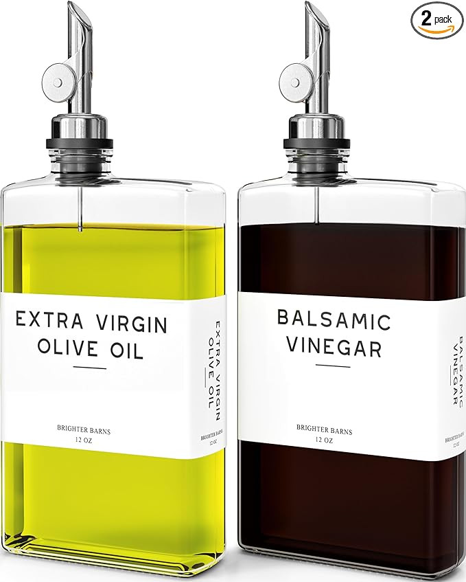Glass Olive Oil Dispenser Bottle for Kitchen by Brighter Barns - Oil and Vinegar Dispenser Set, C... | Amazon (US)
