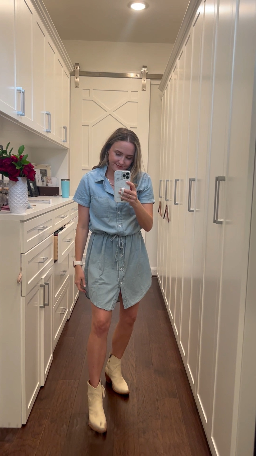 Super flattering and comfortable dress from Amazon! Comes in two shades of denim. $5 coupon right now! 

I wore it to the rodeo with my Tecovas boots!

#LTKunder50 #LTKunder100 #LTKFind