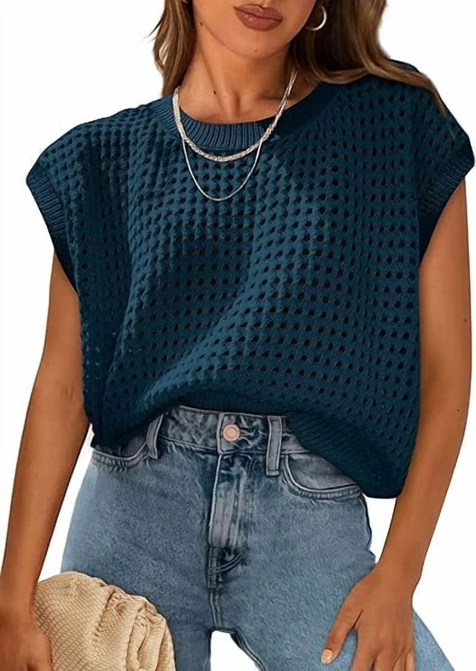 PRETTYGARDEN Womens Spring Tops Summer Shirts Crochet Cap Sleeve Sweater Pullover Cute Crew Neck ... | Walmart (US)