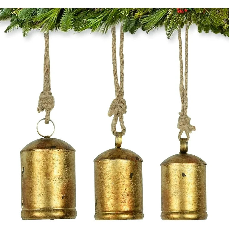 Christmas Bells for Decorations, Rustic Christmas Decor Vintage Style, Brass Shabby Chic Hanging ... | Walmart (US)