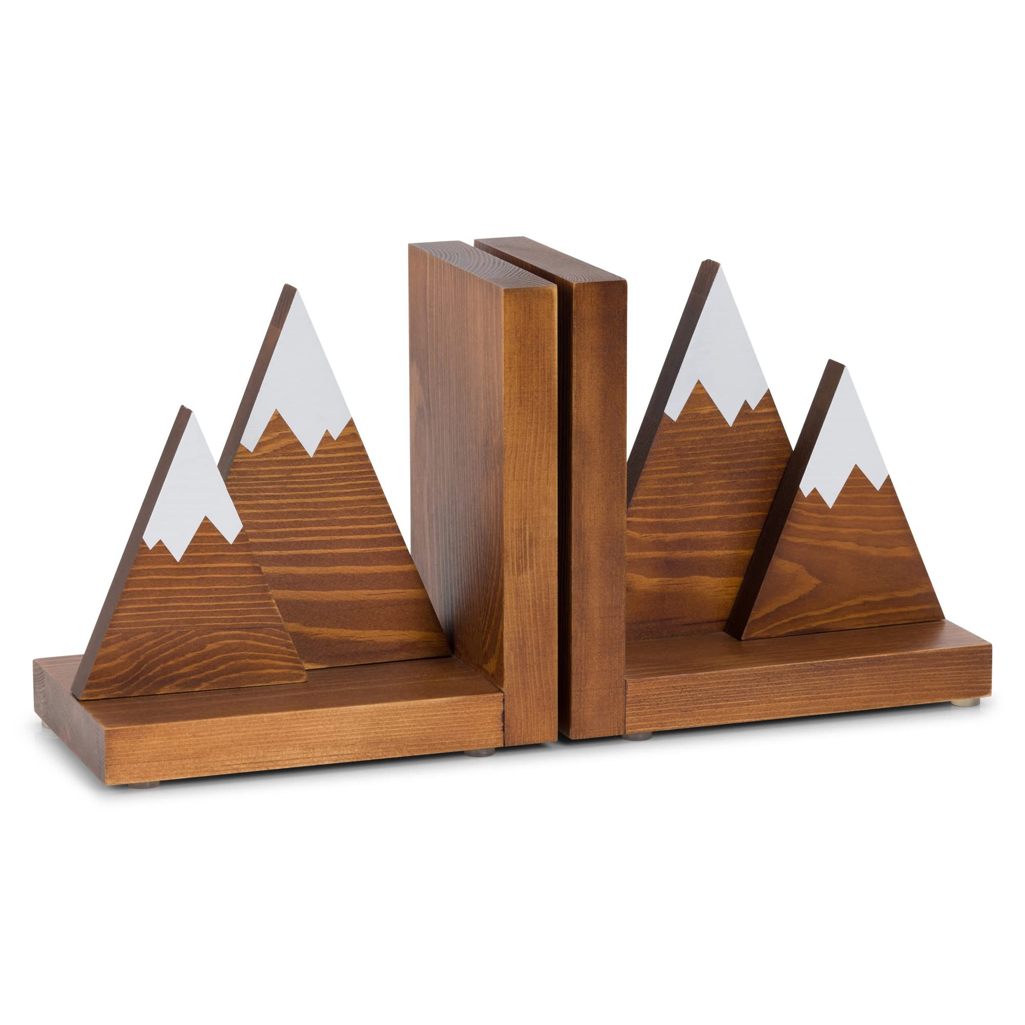 Waratah Designs Mountain Bookends - Mountain Decor for Shelves - Adventure Decor Wooden Book Ends -  | Amazon (US)