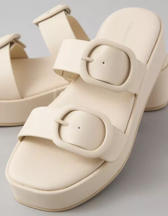 AE Vegan Leather Buckle Flatform Sandal | American Eagle Outfitters (US & CA)