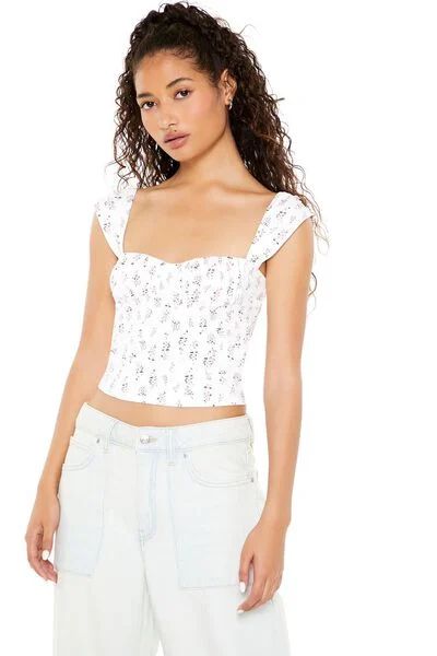 Floral Print Sweetheart Crop Top | Forever 21