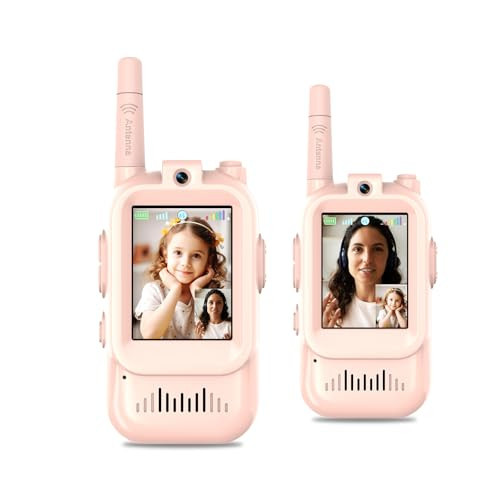 Video Walkie Talkies for Kids, Handheld 2 Pack Rechargeable Kids Video walkie talkies,Long Range Ideal for Family Games, Outside, Camping, Hiking (Pink) | Amazon (US)