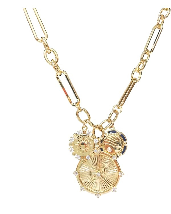 Sun Mountain River Landscape Necklace for Women Girls, 18K Gold Plated Multiple Pendants Zircons ... | Amazon (US)