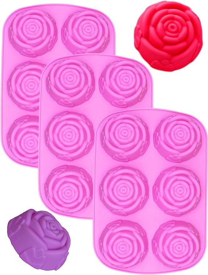 3 Pack of x Large Rose Flower Ice Cube Chocolate Soap Tray Mold Silicone Party maker (Ships From ... | Amazon (US)