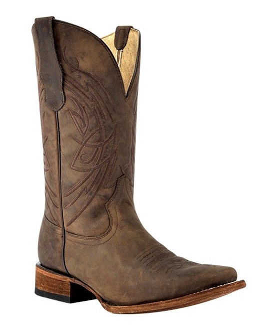 Corral Boots Men's Western Boots BROWN - Brown Embroidered Leather Cowboy Boot - Men | Zulily