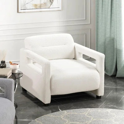 Accent Chair, Furniture Gray Seat Cushion Boucle Wrapped In Fabric Upholstery With For Cozy Living Rooms Plywood Frame Armchair | Wayfair North America