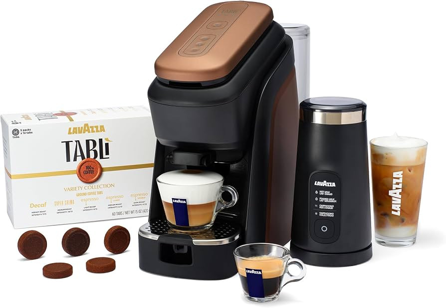Lavazza Tabl\u00ec Espresso Machine (Brown), Milk Frother, Variety 60 Coffee Tabs | Amazon (US)